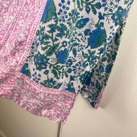 SZ Blockprints Kurta Tunic Size S Pink Blue Green Swim Cover Up Cotton Casual - Picture 7 of 14